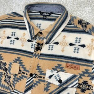 Simply Southern Jacket Mens Large Beige Aztec Fleece Button Up Lined Western